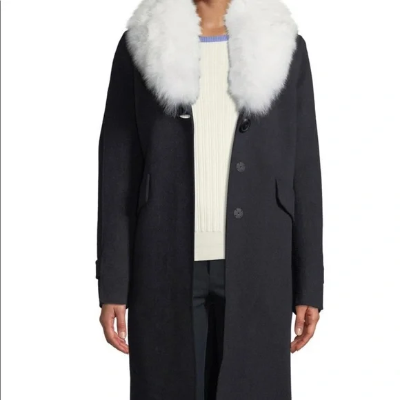 Derek Lam 10 Crosby Wool Trench Coat Faux Fur size medium designer NWT - Picture 3 of 8